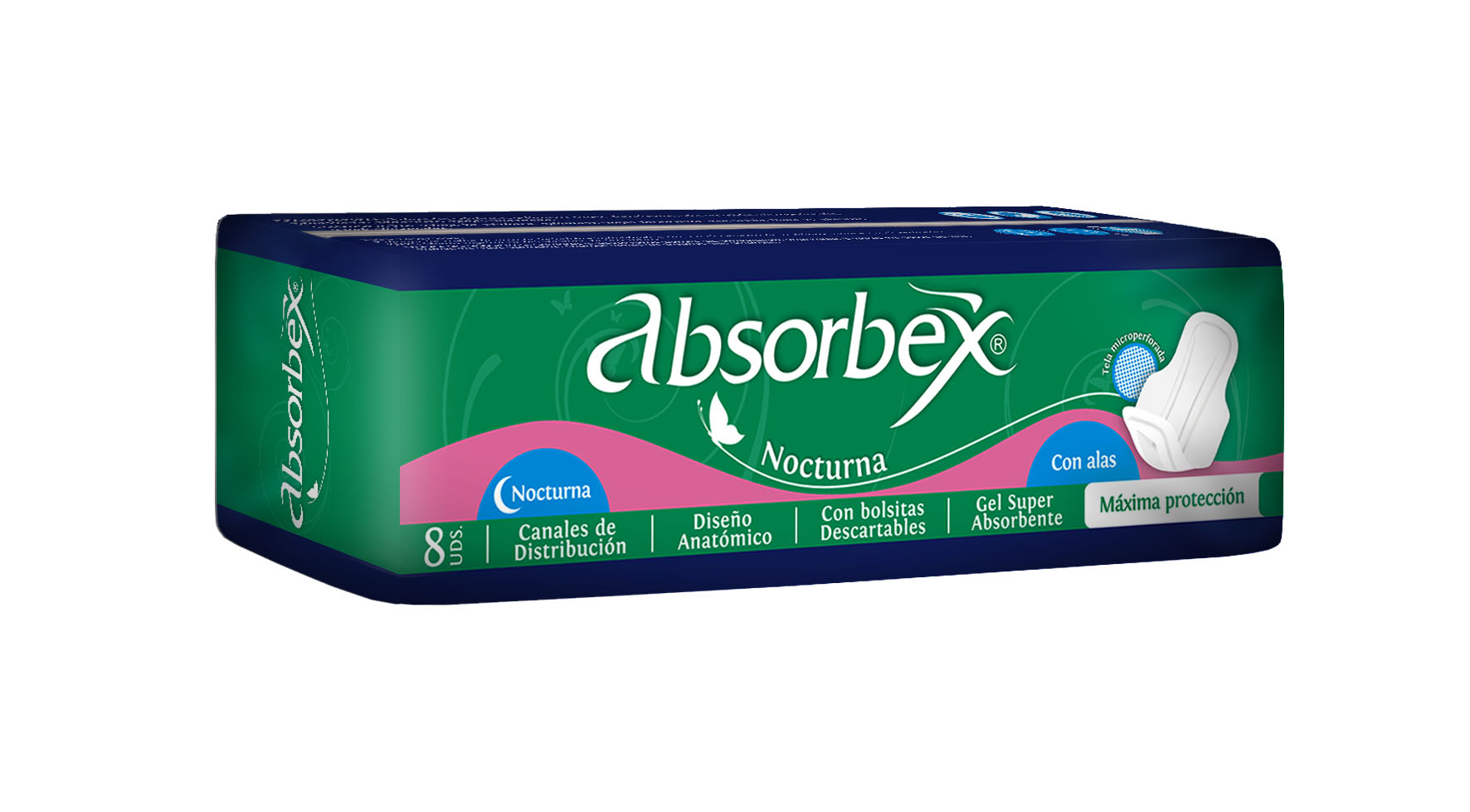 Absorbex toalla femenina nocturna x8 unid.